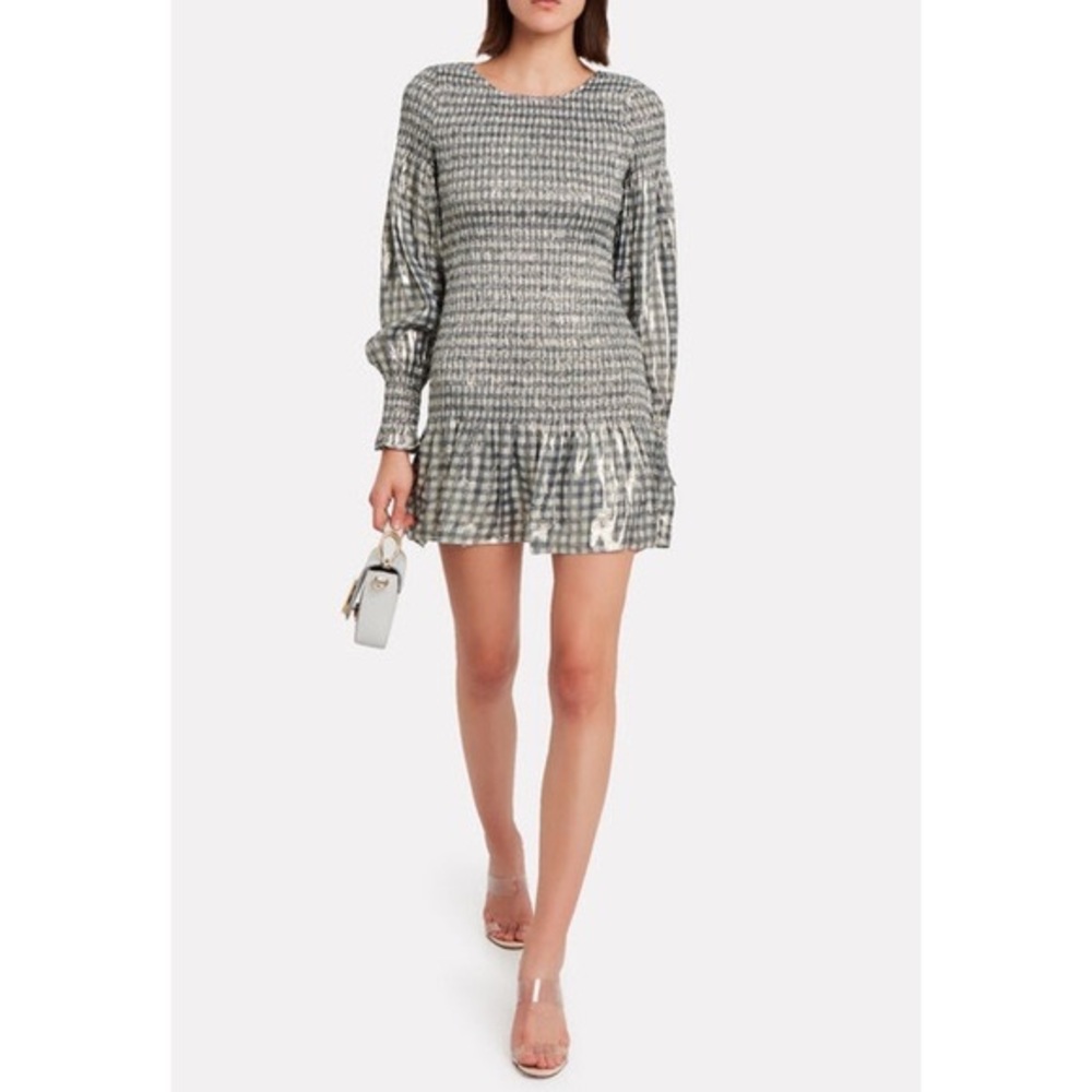 Loveshackfancy Smocked Metallic Gingham Dress